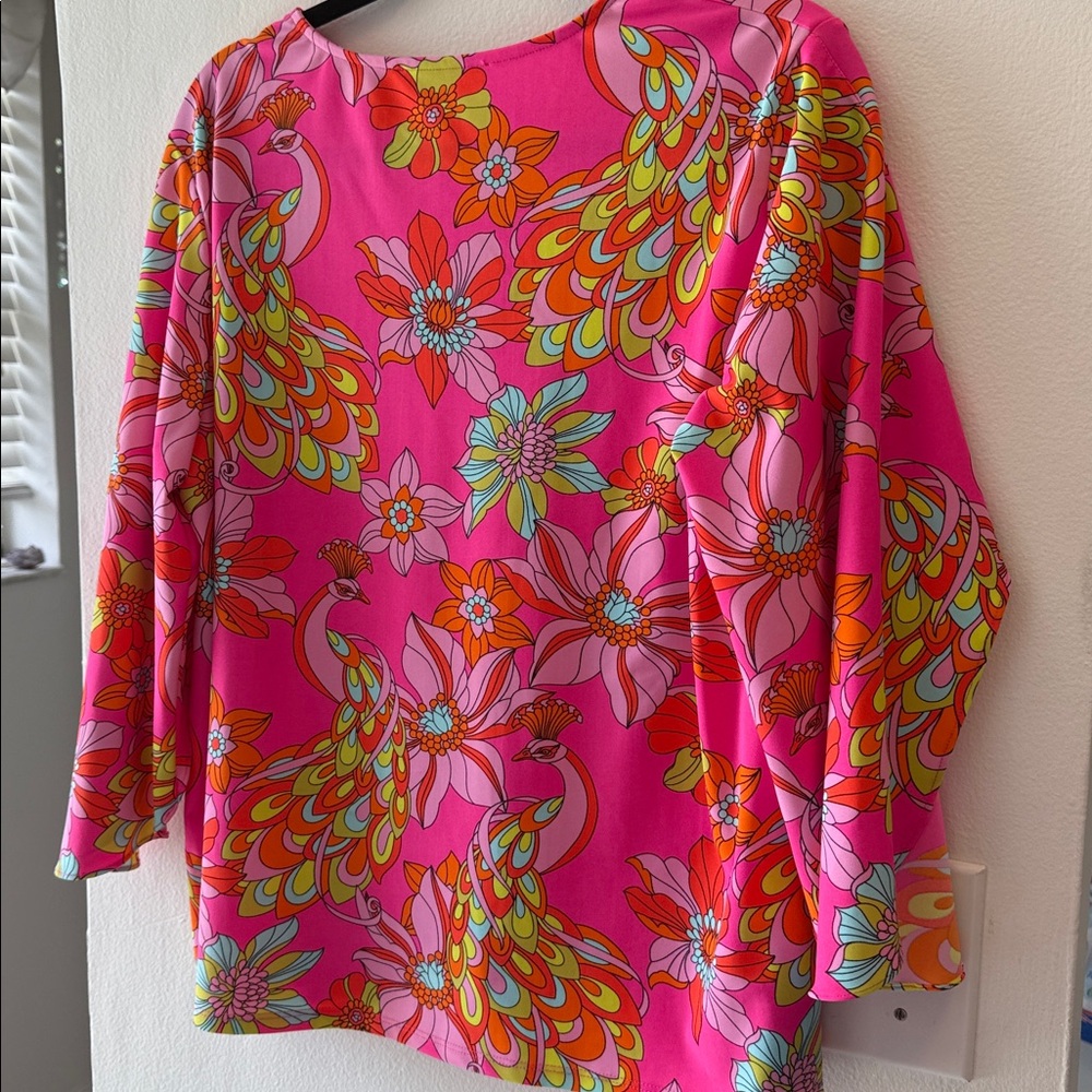 Jude Connally Hot Pink Floral & Peacock Print Tunic - Picture 6 of 8